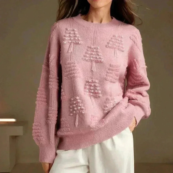 Pink Casual Women's Chic Pullover Sweater - Picture 5 of 5